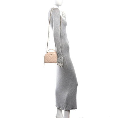 Quilted Calfskin Clutch Bag - Beige