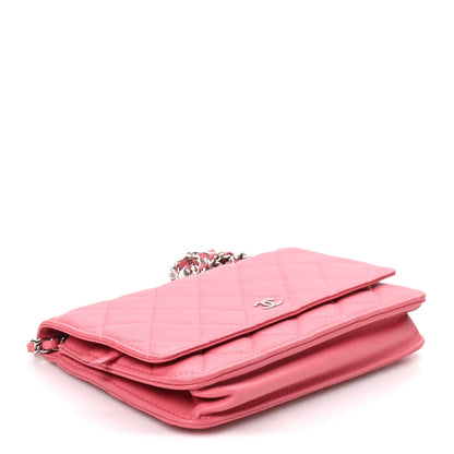 Quilted Lambskin Wallet Bag - Pink
