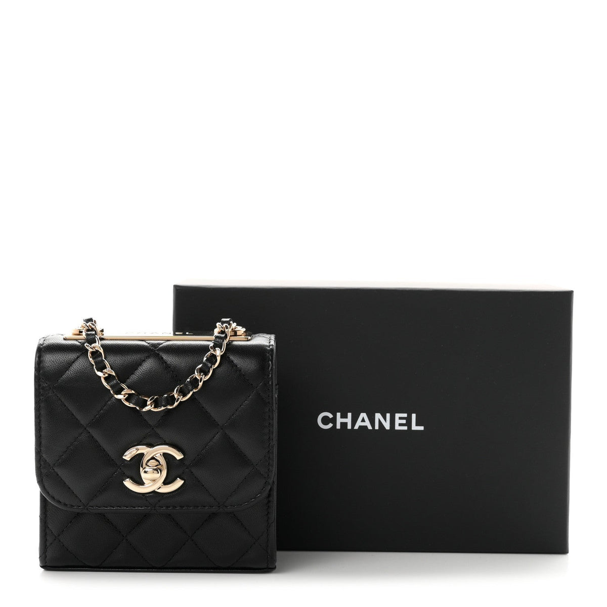 Mini Quilted Lambskin Wallet Bag - Black