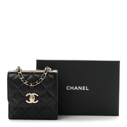 Mini Quilted Lambskin Wallet Bag - Black