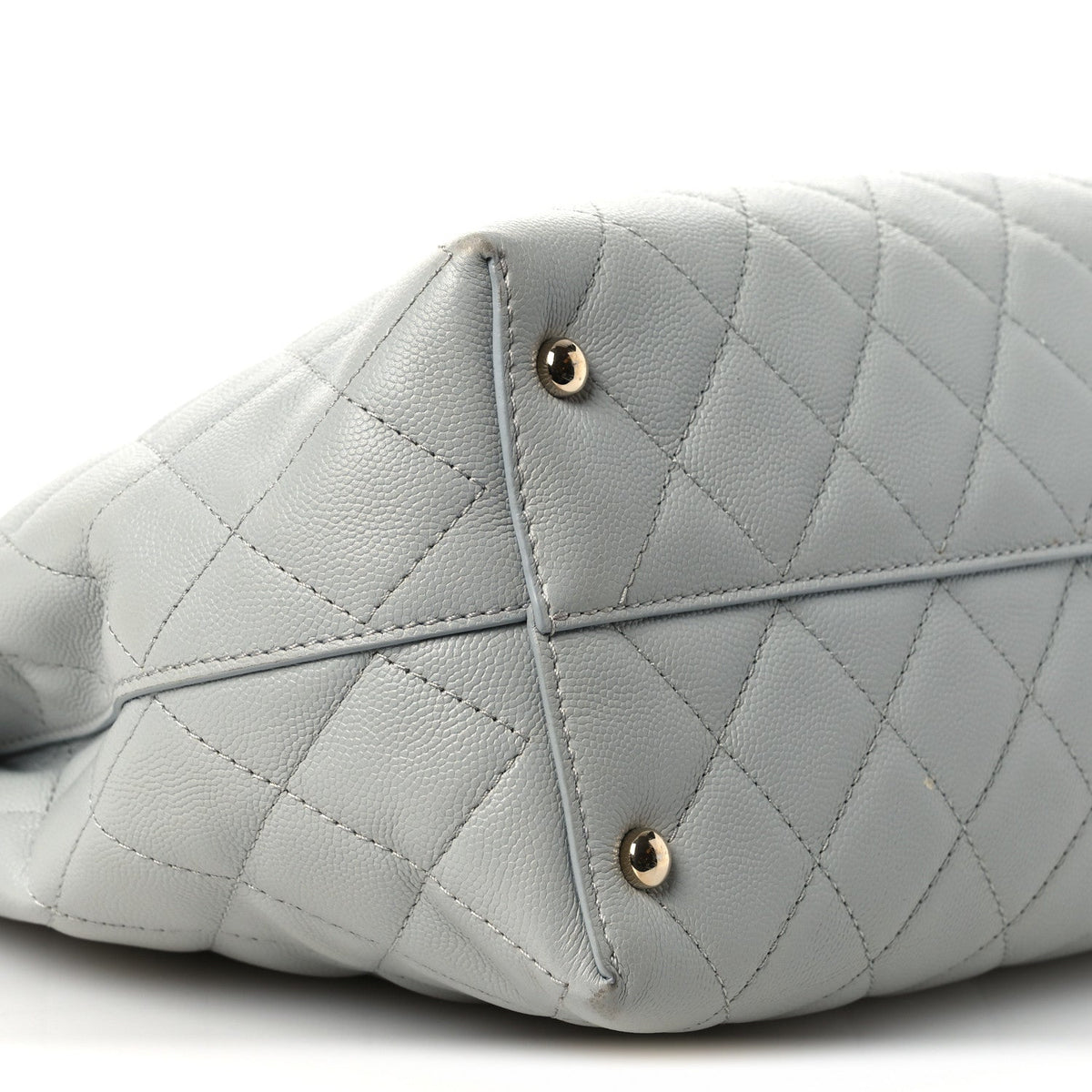 Small Quilted Caviar Tote Bag - Grey