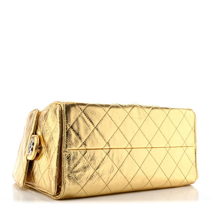 Small Quilted Calfskin Handbag - Gold
