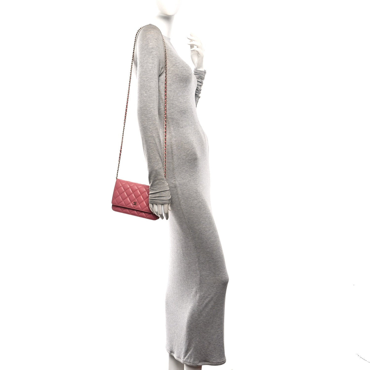 Quilted Caviar Wallet Bag - Pink