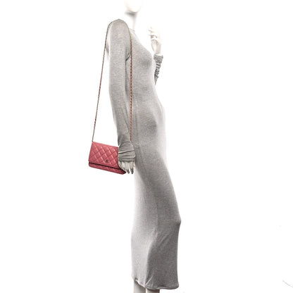 Quilted Caviar Wallet Bag - Pink