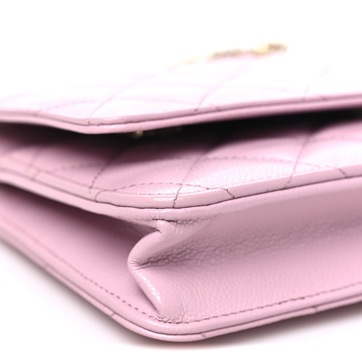 Quilted Caviar Wallet Bag - Pink