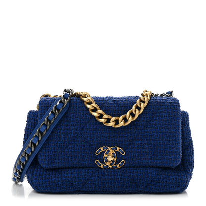Large Quilted Flap Shoulder Bag - Blue
