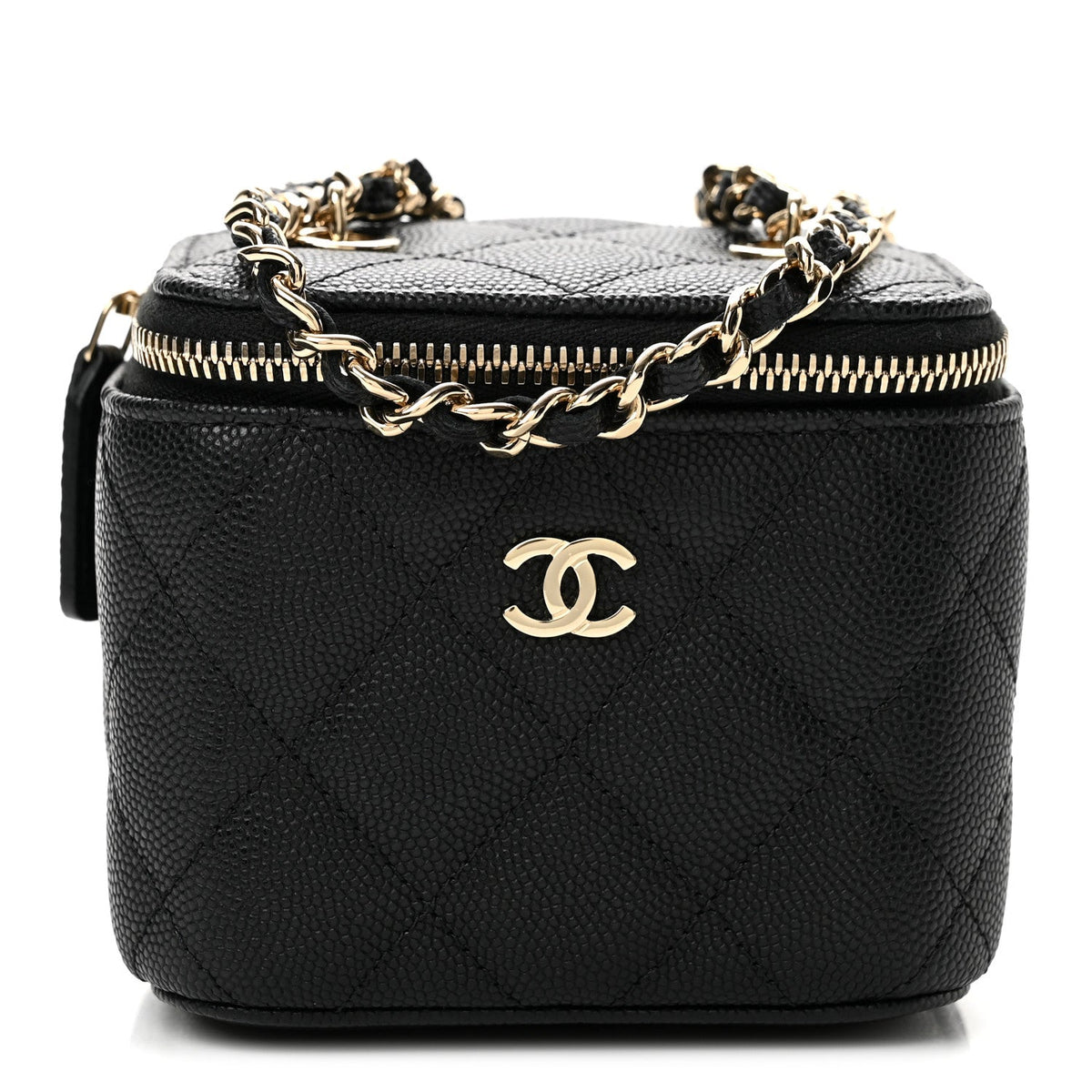 Mini Quilted Caviar Handbag - Black