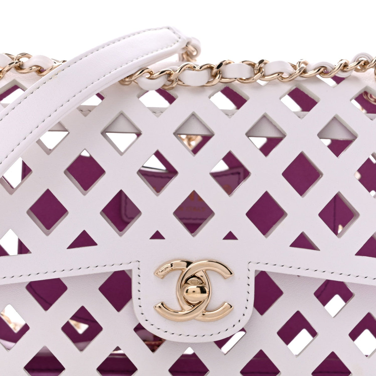 Small Lambskin Flap Shoulder Bag - White