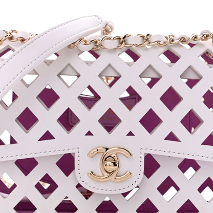 Small Lambskin Flap Shoulder Bag - White