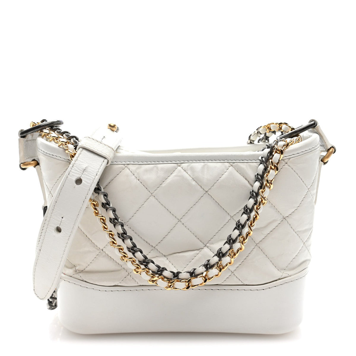Small Quilted Calfskin Hobo Bag - White