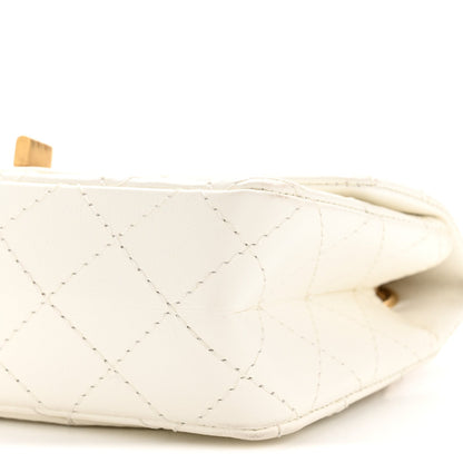 Mini Quilted Calfskin Flap Shoulder Bag - White
