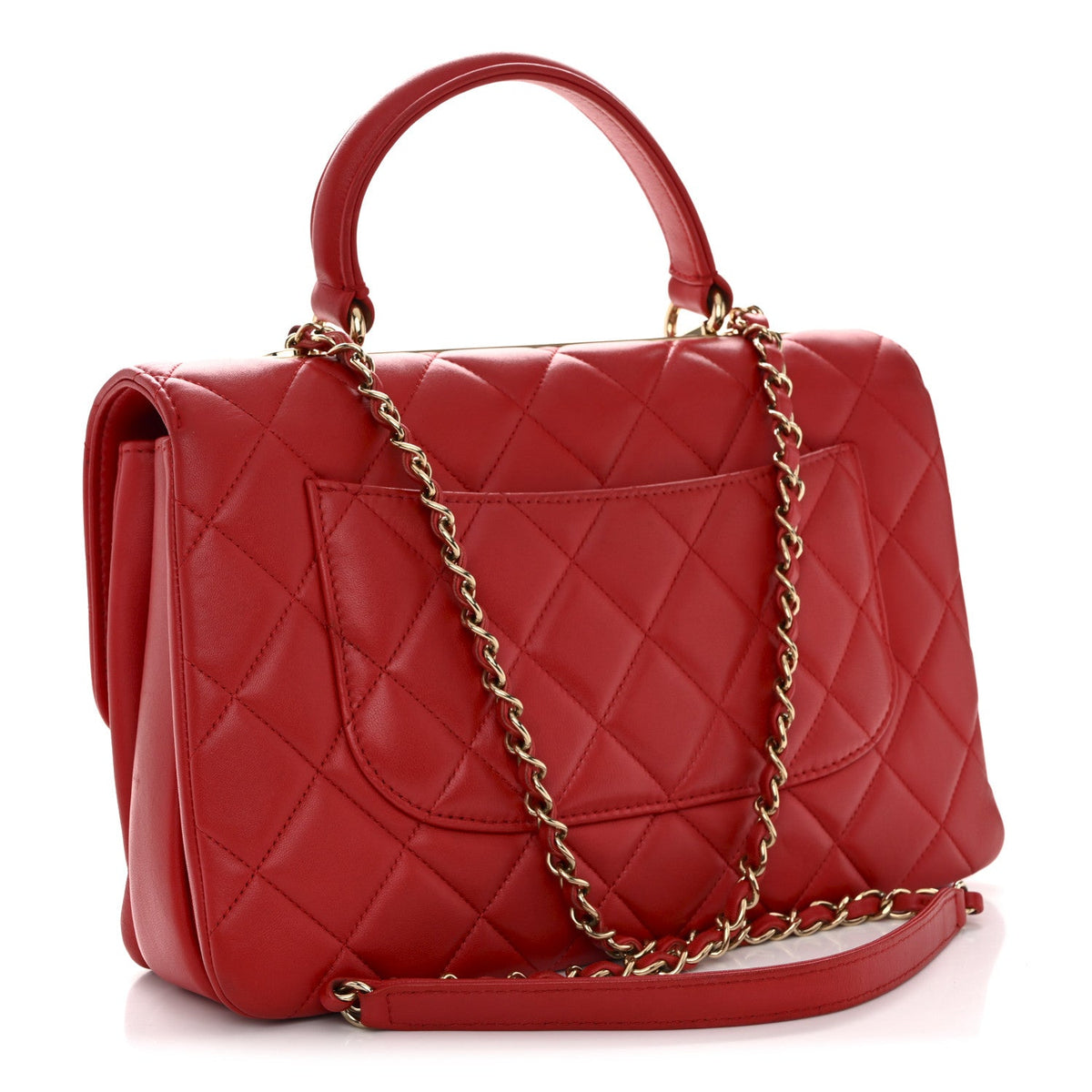 Medium Quilted Lambskin Flap Shoulder Bag - Red