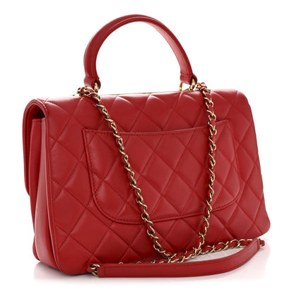 Medium Quilted Lambskin Flap Shoulder Bag - Red