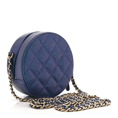 Quilted Caviar Clutch Bag - Blue