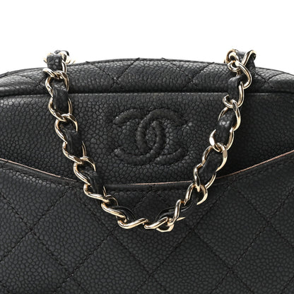 Mini Quilted Caviar Handbag - Black
