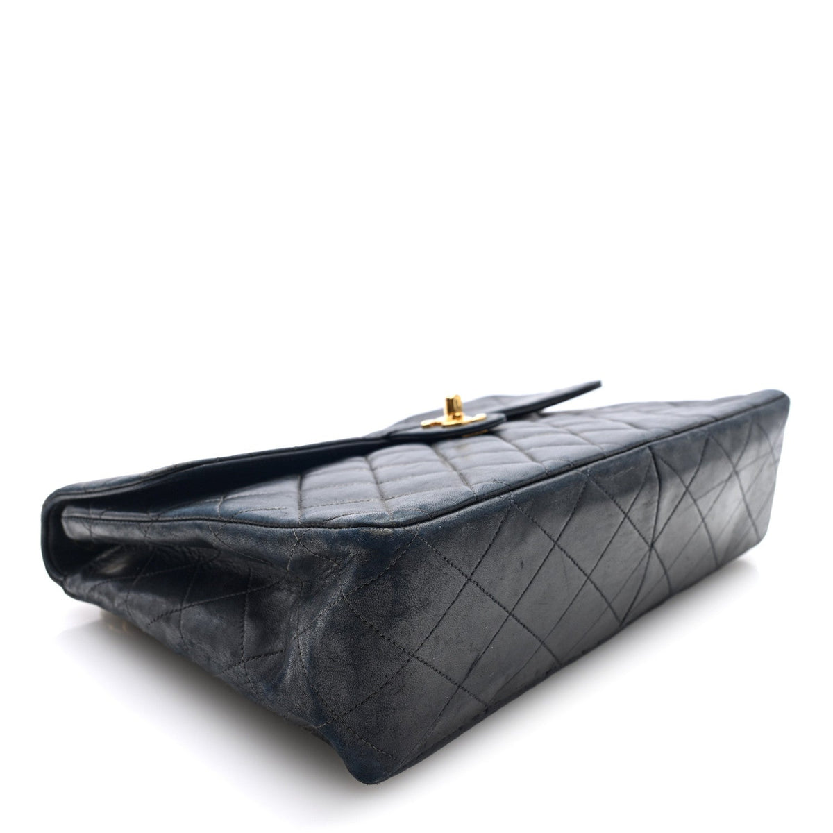 Quilted Lambskin Flap Shoulder Bag - Black