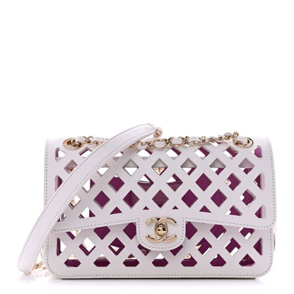 Small Lambskin Flap Shoulder Bag - White