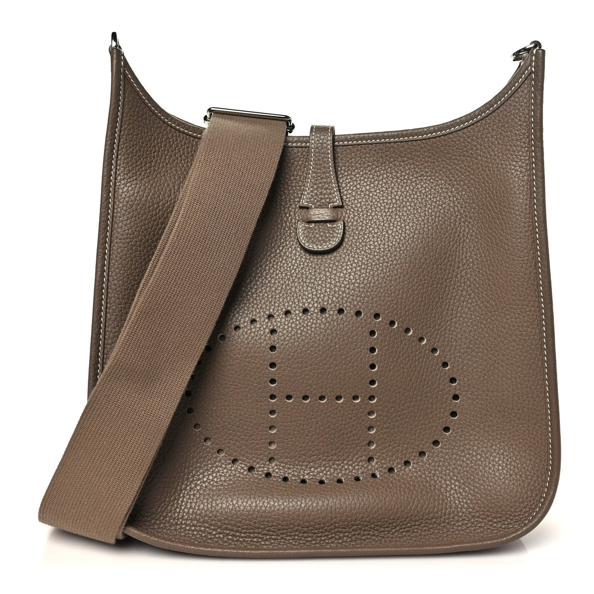 Taurillon Clemence Evelyne Iii Pm Etoupe Handbag