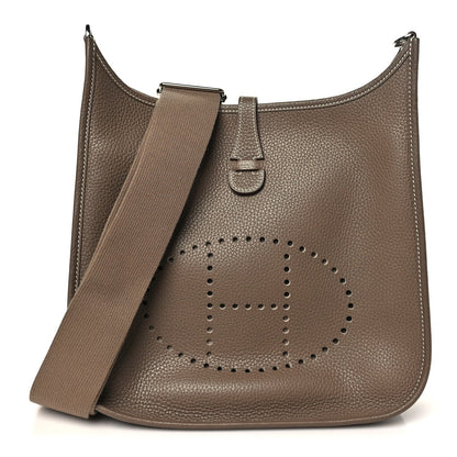Taurillon Clemence Evelyne Iii Pm Etoupe Handbag