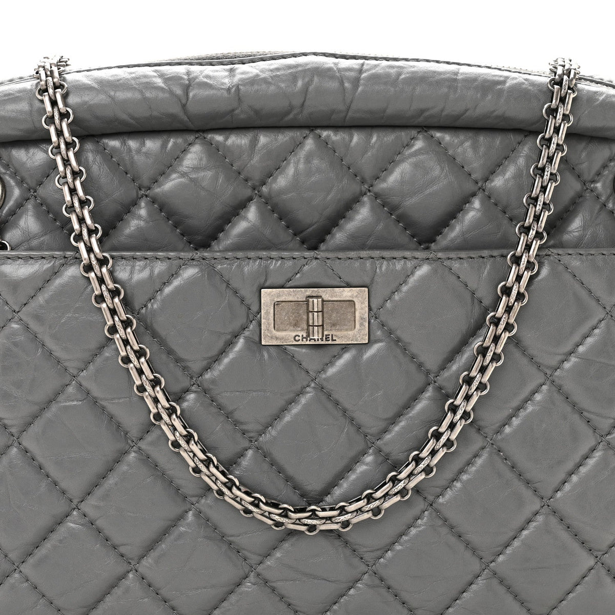 Large Quilted Calfskin Handbag - Grey