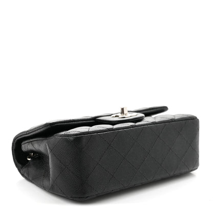 Mini Quilted Caviar Flap Shoulder Bag - Tan