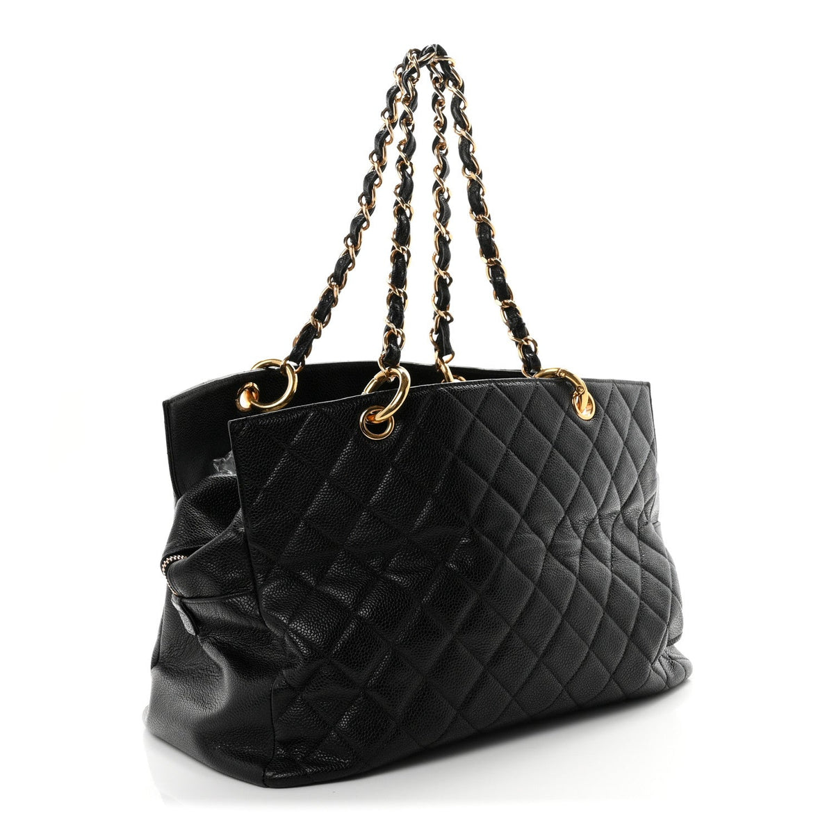 Quilted Caviar Tote Bag - Black