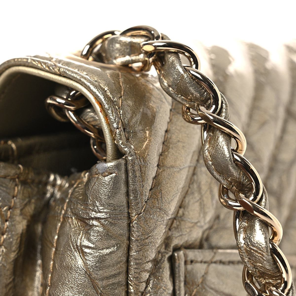 Mini Quilted Calfskin Flap Shoulder Bag - Gold