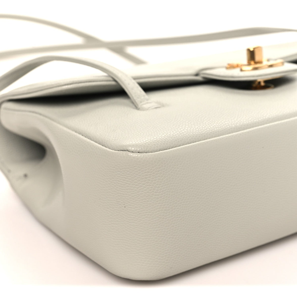 Small Caviar Flap Shoulder Bag - Light Green
