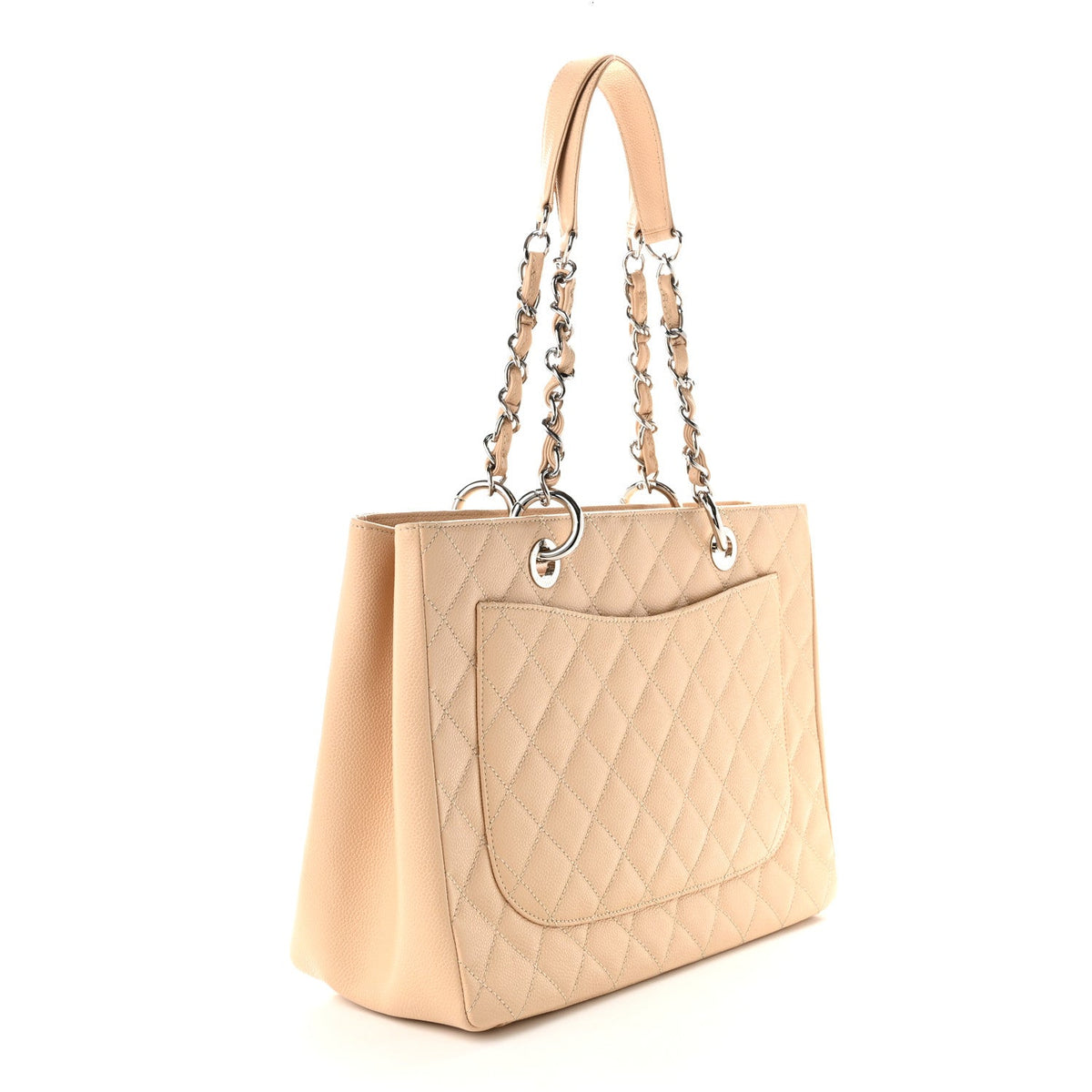 Quilted Caviar Tote Bag - Beige