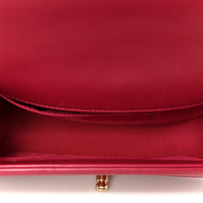 Small Quilted Lambskin Flap Shoulder Bag - Pink