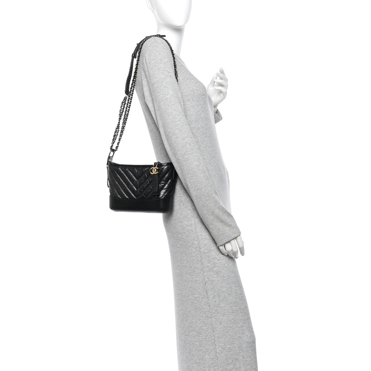 Small Quilted Calfskin Hobo Bag - Black