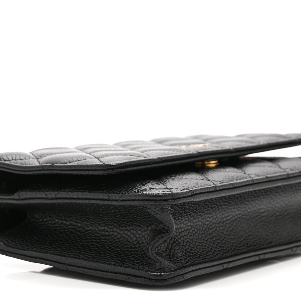 Quilted Caviar Wallet Bag - Black