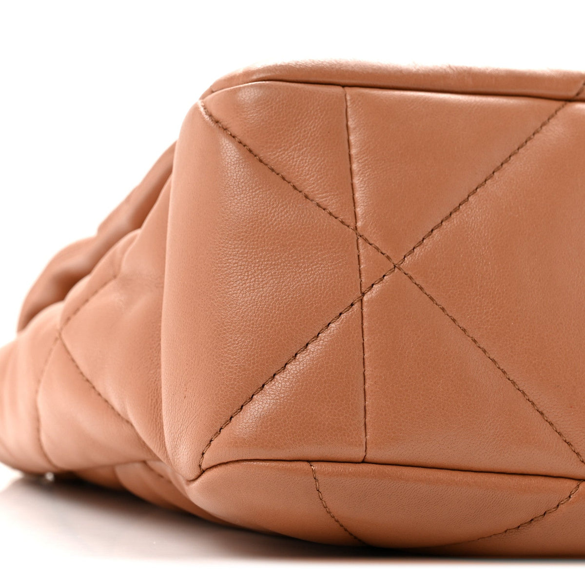 Large Quilted Lambskin Flap Shoulder Bag - Brown