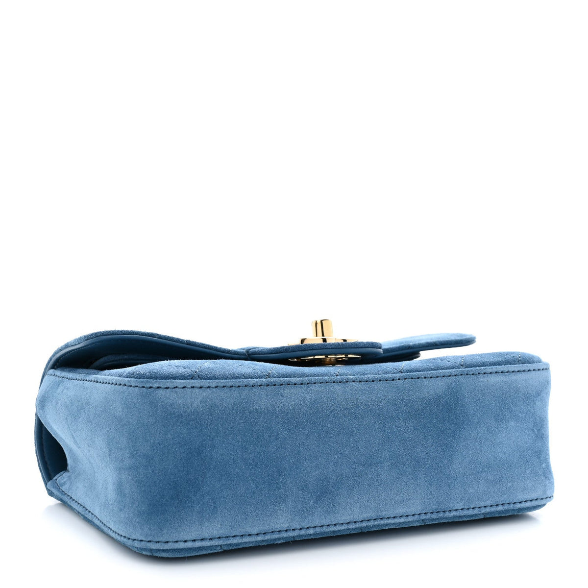 Mini Calfskin Suede Flap Shoulder Bag - Blue