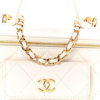 Quilted Caviar Handbag - White